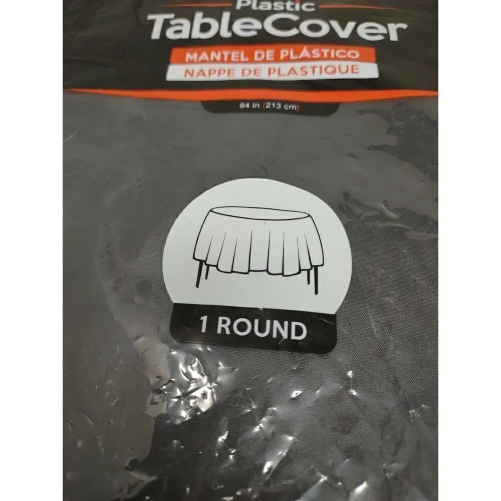 Plastic Table Cover Round Black 84 In Lot Of 3 Great for Party Wedding ETC Table